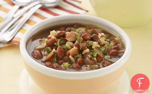 Jamaikanische rote Bohnen und Reissuppe