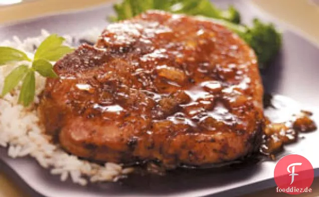 Schweinekoteletts mit Ingwer-Ahorn-Sauce