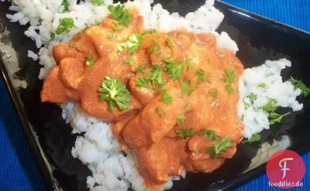 Rauchige Paprika-Huhn über Reis