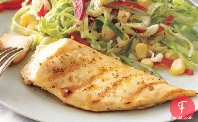 Gegrilltes Zitronenhähnchen mit Kohl-Corn Slaw Rezept
