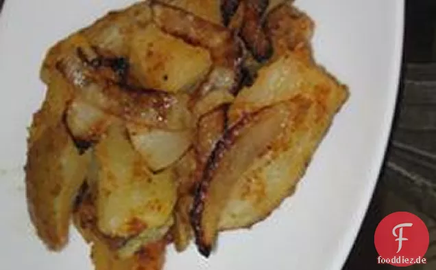 Brillante Kartoffeln mit Paprika und karamellisierten Zwiebeln