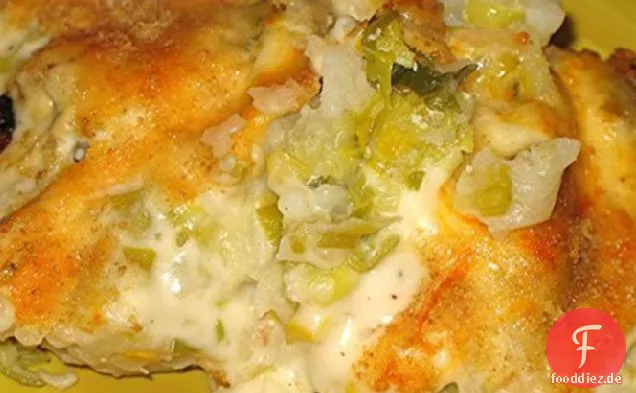 Lauch und Kartoffeln überbacken