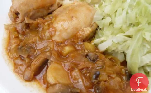 Huhn mit Lauch und Pilzen