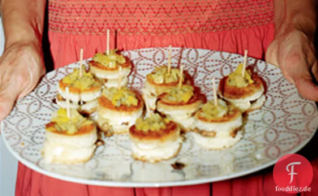 Petite Camembert Sandwiches mit Lauch und Cremini Rezept