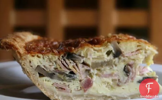 Lauch-, Schinken- und Pilzquiche