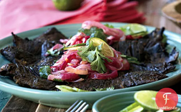 Rock Steaks mit roten Zwiebeln Mojo