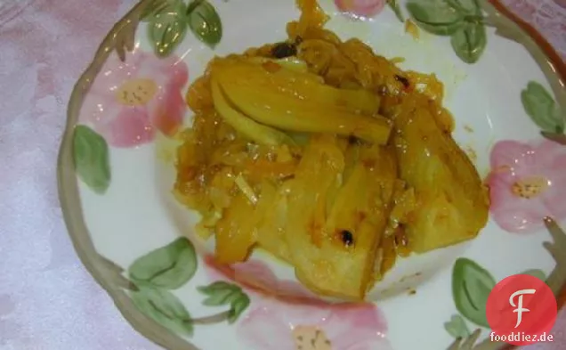 Geschmorter Fenchel und Zwiebeln mit Ingwer