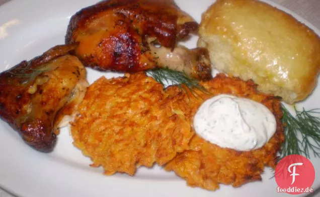 Gefüllte Kalbsmuscheln mit Pilzsauce und Karotte Rosti