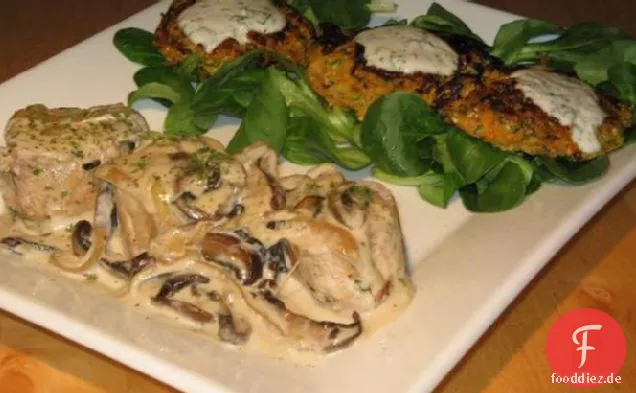 Schweinefleisch Aux Champignons (französisches Schweinefleisch mit Pilzen)