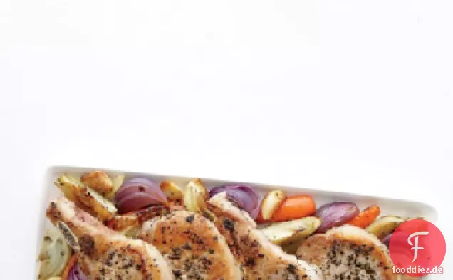 Schweinekoteletts mit Fenchel und Karotten