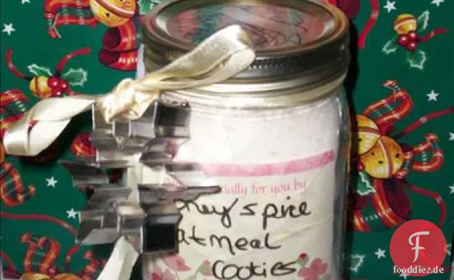 Honig-Gewürz-Haferflocken-Cookie-Mix - Geschenk in einem Glas