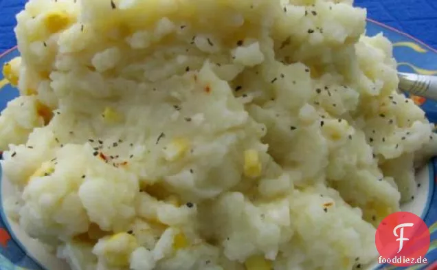 Knoblauch Kartoffelpüree mit Mais