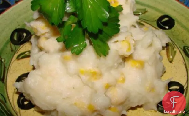 Mais und geräucherter Mozzarella Kartoffelpüree