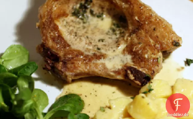 Schweinekoteletts mit Norman Cider Cream Sauce und Thymian