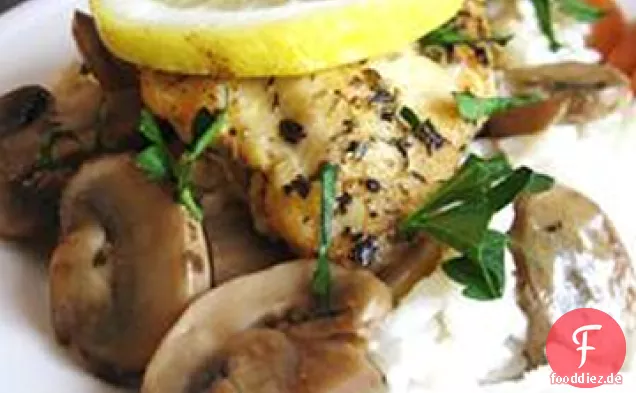 Gebackenes Zitronenhähnchen mit Pilzsauce