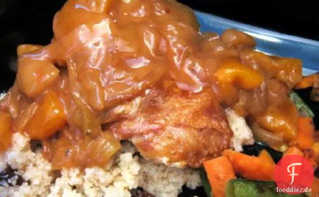 Huhn mit Aprikosen und Apfelwein