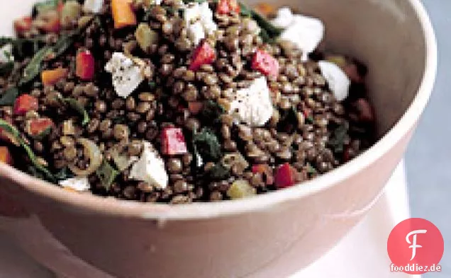 Warmer Linsensalat mit Ziegenkäse