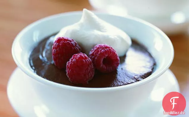 Schokoladen-Zimt-Pudding mit Himbeeren