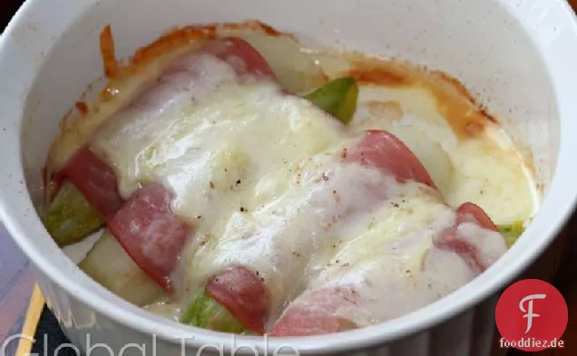 Gebackener belgischer Endivien mit Schinken und Käse