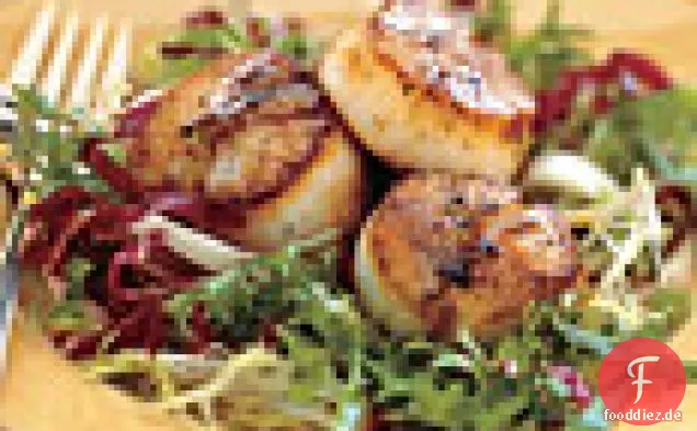 Gebratene Jakobsmuscheln mit Banyuls Essig und Chicorée Slaw