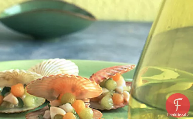 Bay Jakobsmuschel Seviche mit Melonenperlen