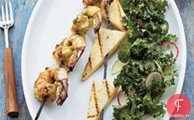 Koriander-Limetten-Garnelen-Kebabs Mit Jicama