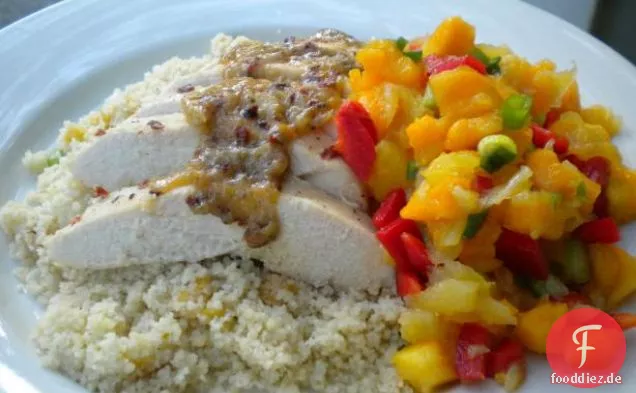 Brasilianische Hähnchenschnitzel mit roher tropischer Sauce