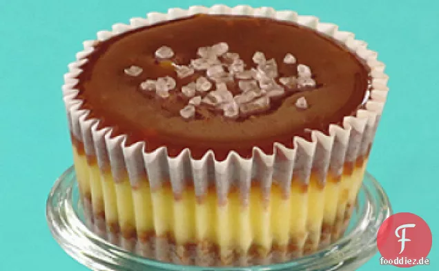 Schokoladen-Karamell-Käsekuchen-Cupcakes