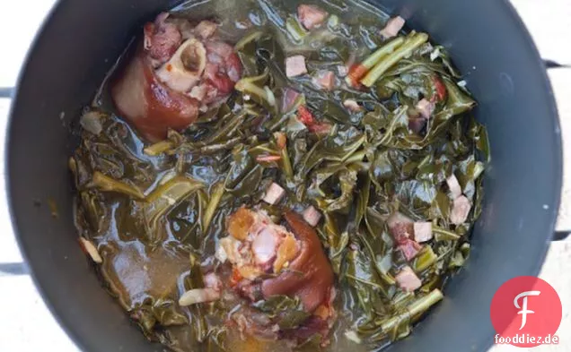 Collard Greens mit Schinken und geräuchertem Hock