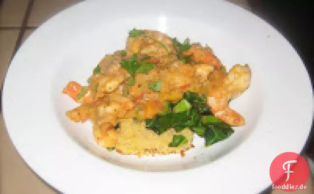 Inländische Diva Garnelen Etouffee Mit Collard Greens & Honig Cor