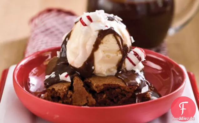 Mint Hot-Fudge-Brownie Sundaes