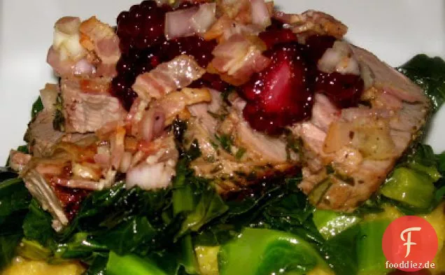 Inländische Diva Herb Crusted Schweinefilet Mit Gemüse & Körnungen