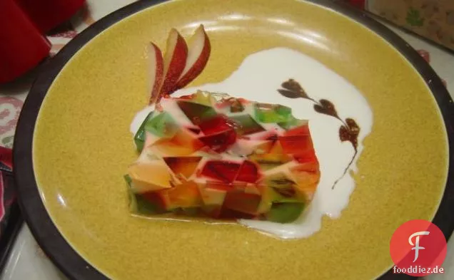 Glasmalerei-Kuchen Mit Milch-Jello