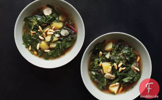 Drei-Gemüse-Suppe mit Spinat Gremolata
