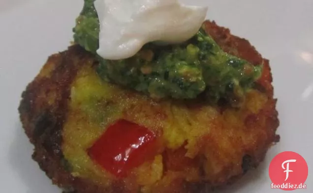 Krabbenkuchen in Reispapier mit Ingwer-Limetten-Sauce
