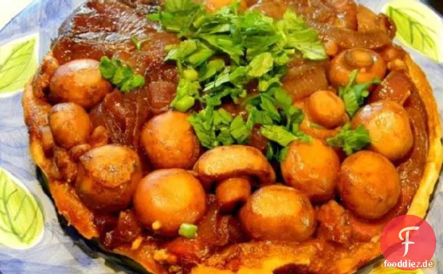 Rote Zwiebel, Pilz und Blauschimmelkäse Tarte Tatin