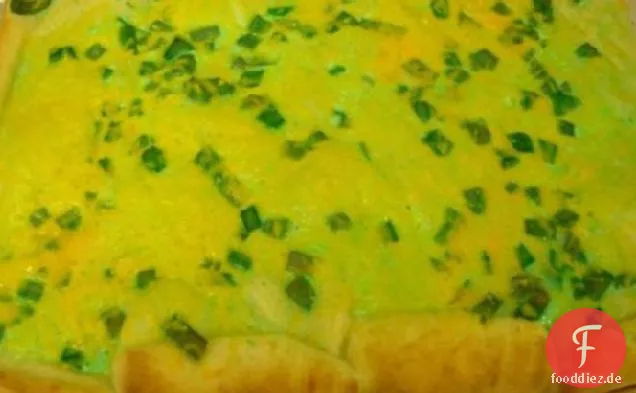 Grüne Eier und Schinken Frühstück Pizza