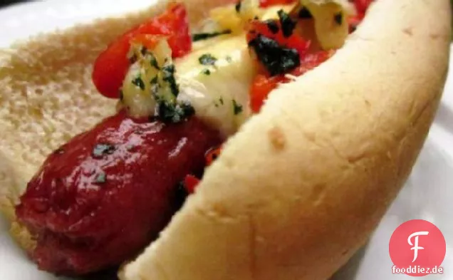 Manchego Käse und Knoblauch-Gourmet Hot Dogs