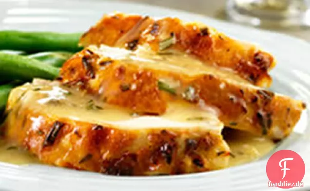 Zitronen-Kräuter-Brathähnchen mit Pfannensoße