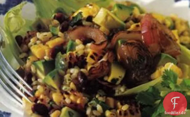 Gegrillter Maissalat mit schwarzen Bohnen & Reis