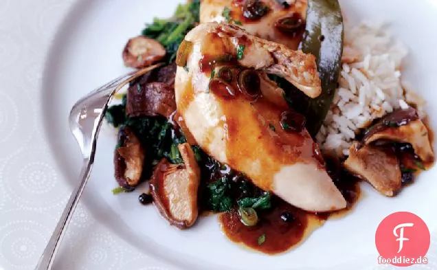 Cornish Hennen mit Shiitake und Brunnenkresse