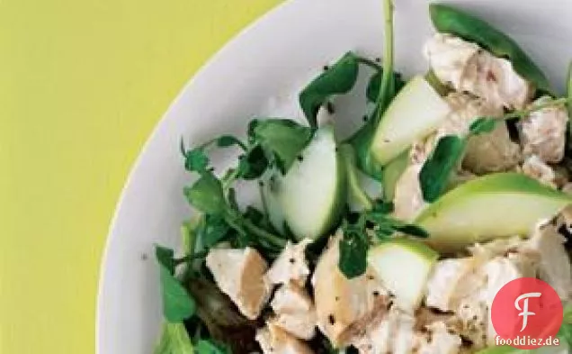 Grüner Apfel und Brunnenkresse Hühnersalat