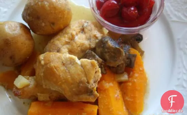 Truthahn-Abendessen im Slow Cooker