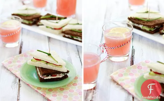 Gurkentee-Sandwich mit Rettich und Brunnenkresse