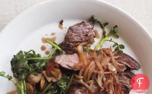 Rocksteak mit Schalotten und sautierter Brunnenkresse Rezept