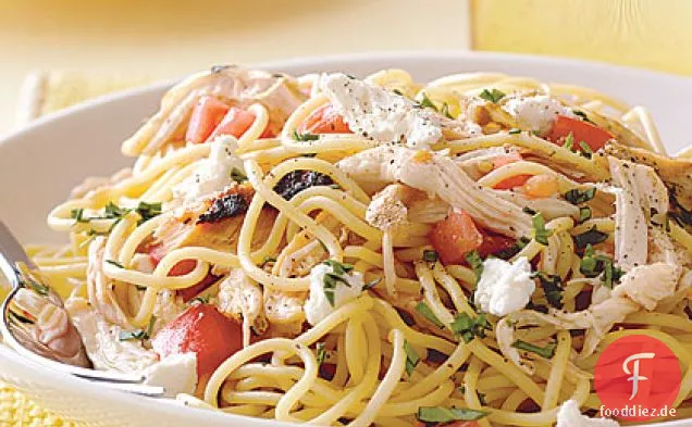 Schnelle Spaghetti mit Huhn und frischen Tomaten