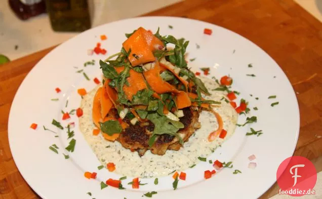 Rucola, Brunnenkresse & rasierter Karottensalat & gewürfelter Apfel W / A Le