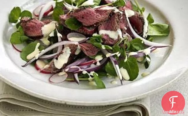 Gebratener Rindfleisch-Brunnenkressesalat