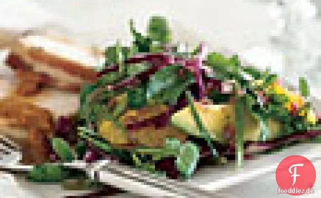 Brunnenkresse-, Orangen- und Avocadosalat