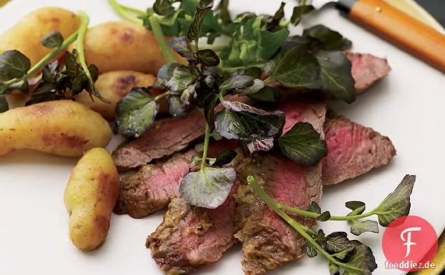 Wasabi Flank Steak und Miso-Glasierte Kartoffeln